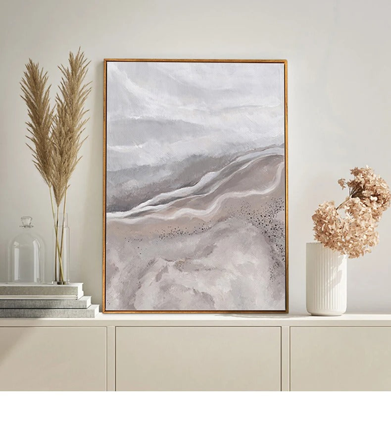 Neutrale Farbtöne Rosa Abstrakte Ozean Küstenlinie Wandkunst Feine Kunst Leinwanddrucke Minimalistische Bilder für Wohnraum Schlafzimmer Kunst Dekoration | Karnz