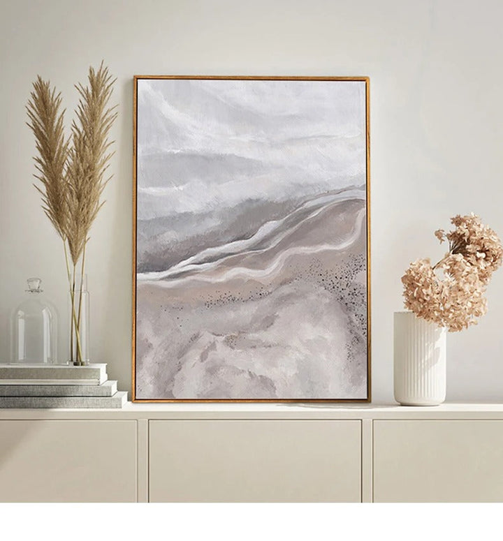 Neutrale Farbtöne Rosa Abstrakte Ozean Küstenlinie Wandkunst Feine Kunst Leinwanddrucke Minimalistische Bilder für Wohnraum Schlafzimmer Kunst Dekoration | Karnz