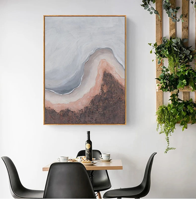 Neutrale Farbtöne Rosa Abstrakte Ozean Küstenlinie Wandkunst Feine Kunst Leinwanddrucke Minimalistische Bilder für Wohnraum Schlafzimmer Kunst Dekoration | Karnz