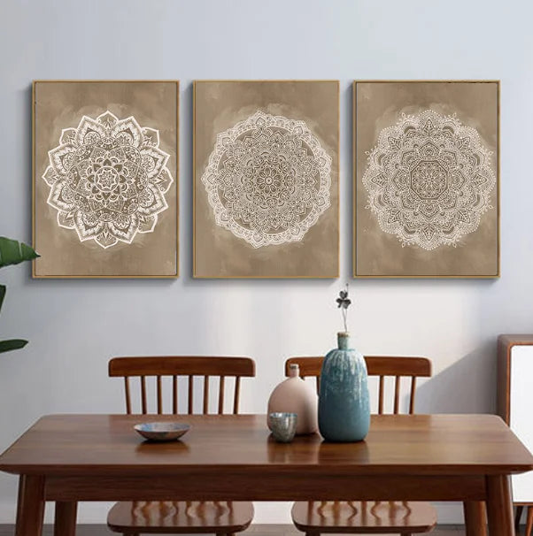 Neutrale Farben Rustikale Mandala Poster Fine Art Leinwanddruck Wandkunst Bilder Für Wohnzimmer Schlafzimmer Kunst Für Salon Spa Boutique Wanddekoration