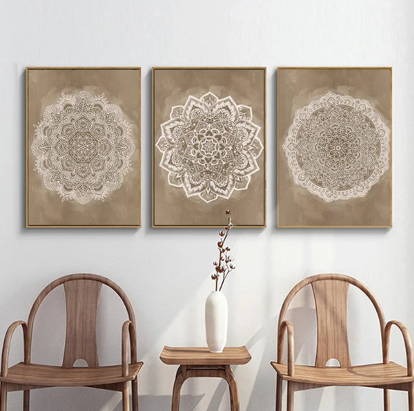 Neutrale Farben Rustikale Mandala Poster Fine Art Leinwanddruck Wandkunst Bilder Für Wohnzimmer Schlafzimmer Kunst Für Salon Spa Boutique Wanddekoration