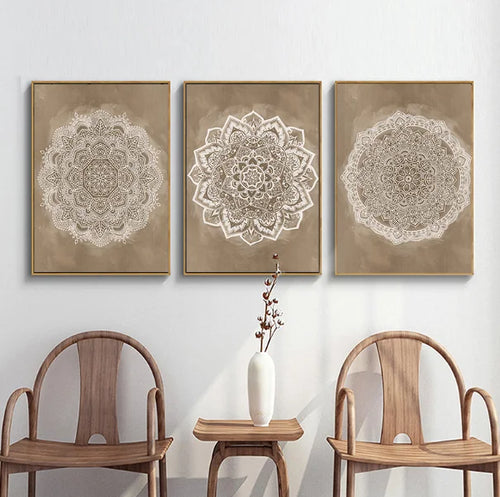 Neutrale Farben Rustikale Mandala Poster Fine Art Leinwanddruck Wandkunst Bilder Für Wohnzimmer Schlafzimmer Kunst Für Salon Spa Boutique Wanddekoration