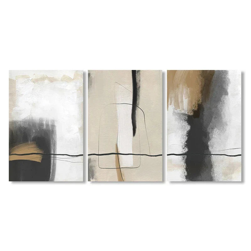 Beige Grau Schwarz Skandinavisch Abstrakte Wandkunst Fine Art Leinwanddrucke Beige Graue Bilder Für Minimalistische Wohnzimmerkunst Für Zeitgenössische Innenräume