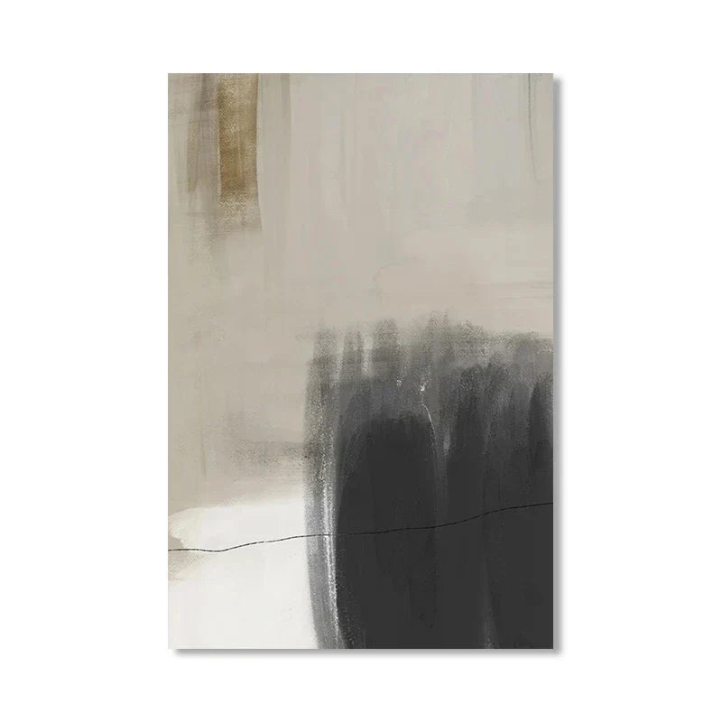 Beige Grau Schwarz Skandinavische Abstrakte Wandkunst Fine Art Leinwanddrucke Beige Graue Bilder Für Minimalistische Wohnzimmerkunst Für Zeitgenössische Interieure | Karnz