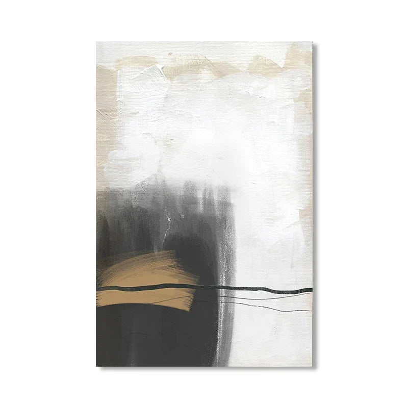 Beige Grau Schwarz Skandinavische Abstrakte Wandkunst Fine Art Leinwanddrucke Beige Graue Bilder Für Minimalistische Wohnzimmerkunst Für Zeitgenössische Interieure | Karnz
