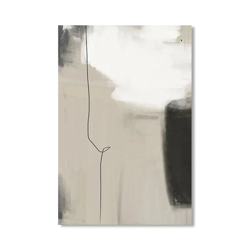 Beige Grau Schwarz Skandinavische Abstrakte Wandkunst Fine Art Leinwanddrucke Beige Graue Bilder Für Minimalistische Wohnzimmerkunst Für Zeitgenössische Interieure | Karnz