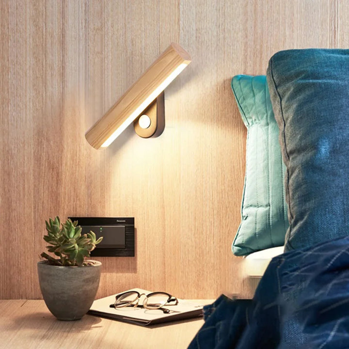 LED Wandleuchte aus Holz – Moderne Wandlampe für Schlafzimmer | Karnz