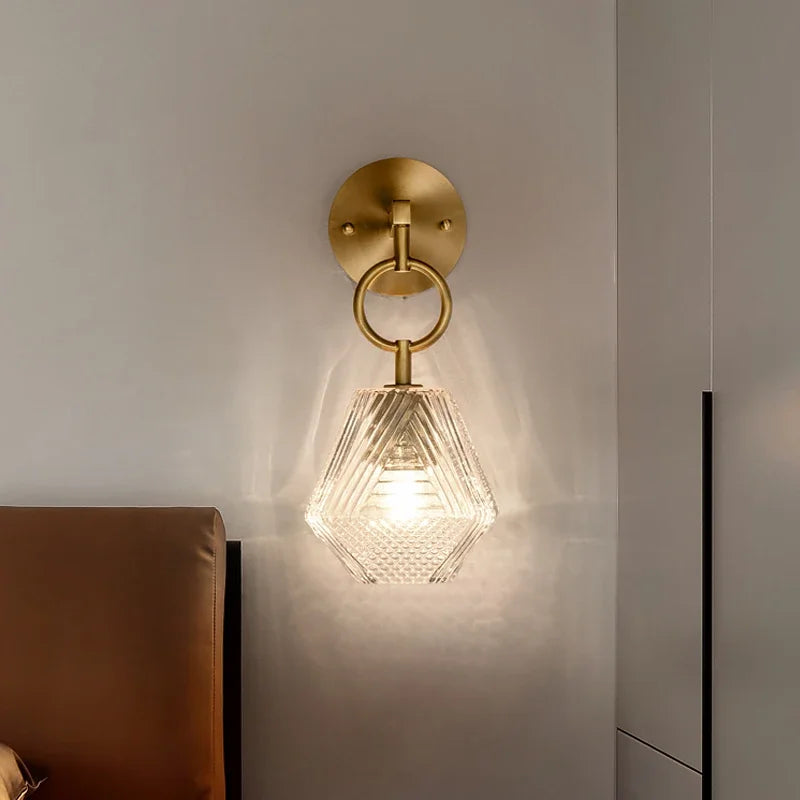 Moderne Glas Wandleuchte im Vintage-Stil - Wandleuchte aus Messing und Glas | Karnz