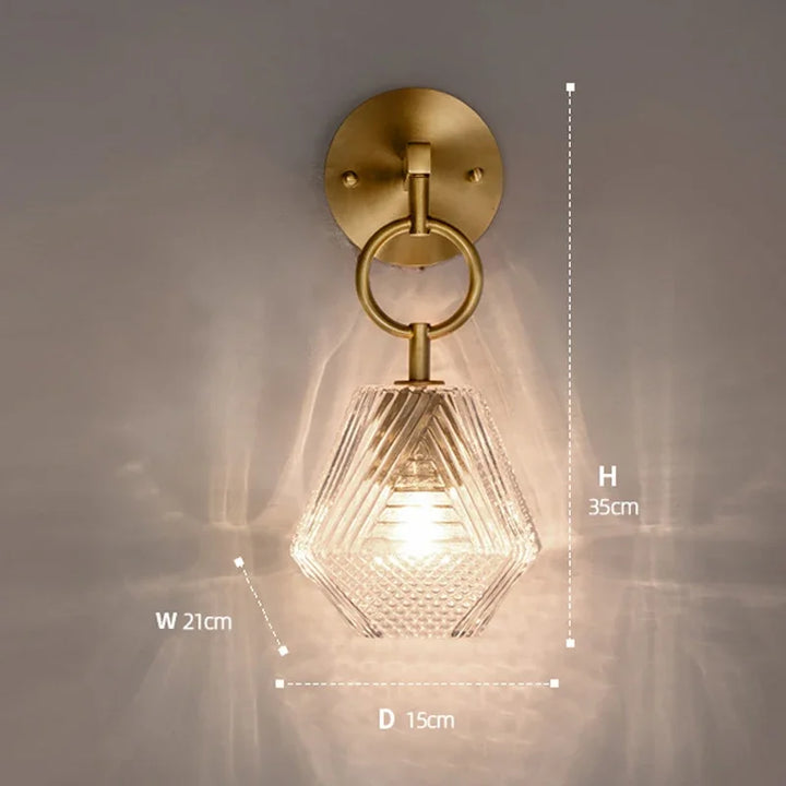 Moderne Glas Wandleuchte im Vintage-Stil - Wandleuchte aus Messing und Glas | Karnz