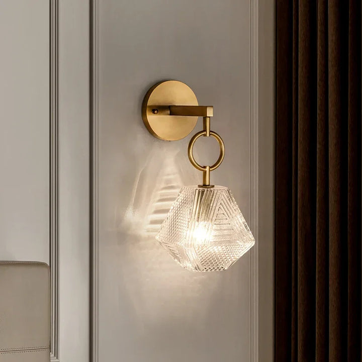 Moderne Glas Wandleuchte im Vintage-Stil - Wandleuchte aus Messing und Glas | Karnz