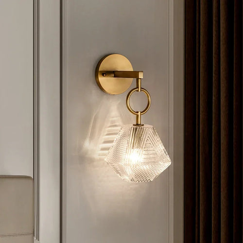 Moderne Glas Wandleuchte im Vintage-Stil - Wandleuchte aus Messing und Glas | Karnz