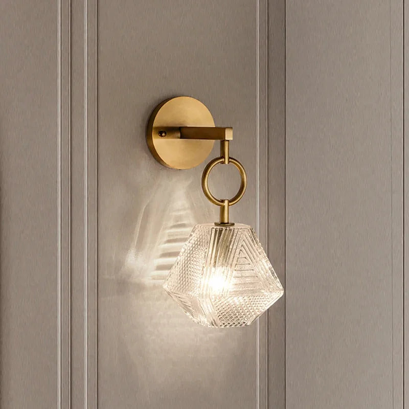 Moderne Glas Wandleuchte im Vintage-Stil - Wandleuchte aus Messing und Glas | Karnz