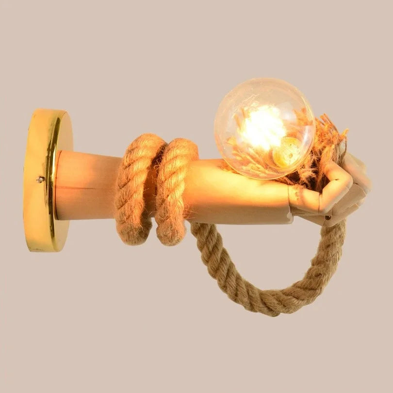Kreative Wandlampe im Seil-Design mit Griff – Rustikale LED-Lampe für Wohnzimmer & Flur | Karnz