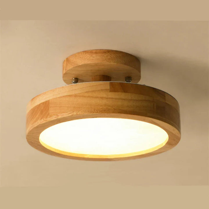 Runde Massivholz Deckenleuchte – Skandinavische Lampe für Wohnzimmer und Flur | Karnz