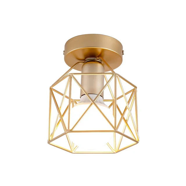 Moderne Deckenleuchte mit goldenem Metallgitter – Stilvolle Beleuchtung für Flur und Wohnzimmer | Karnz
