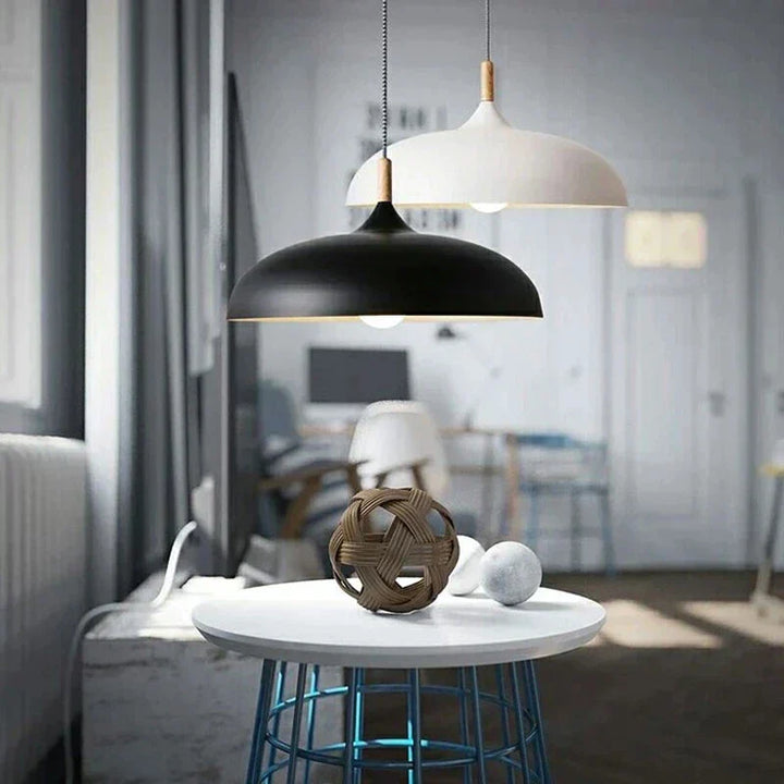 Moderne Deckenleuchte Eiche Holz | Skandinavische Hängelampe für Wohnzimmer | Karnz