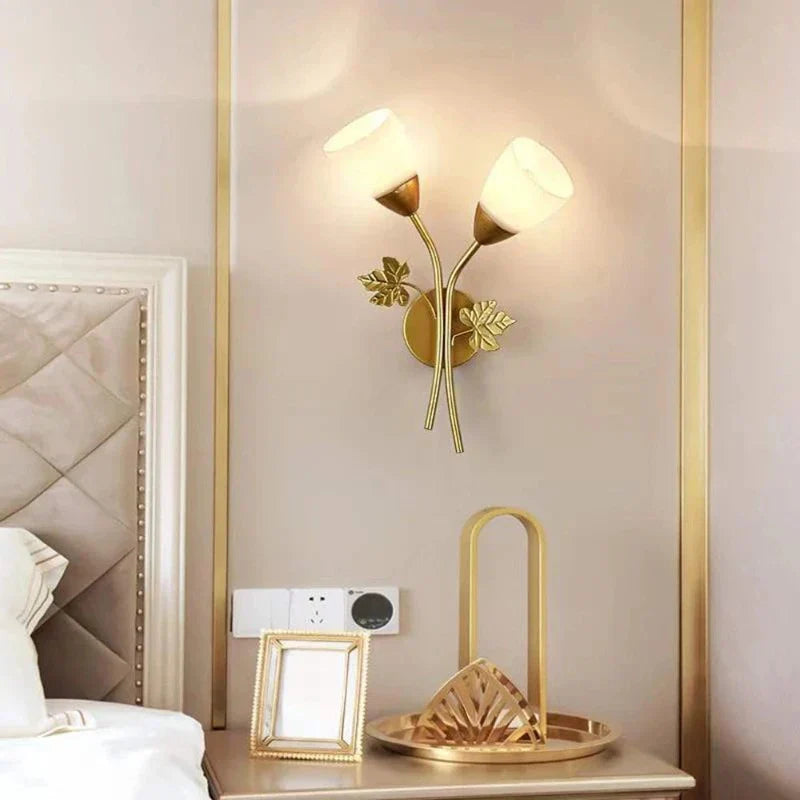 Wandleuchte im Vintage-Stil mit Blattmotiv – LED-Lampe für Flur & Wohnzimmer | Karnz