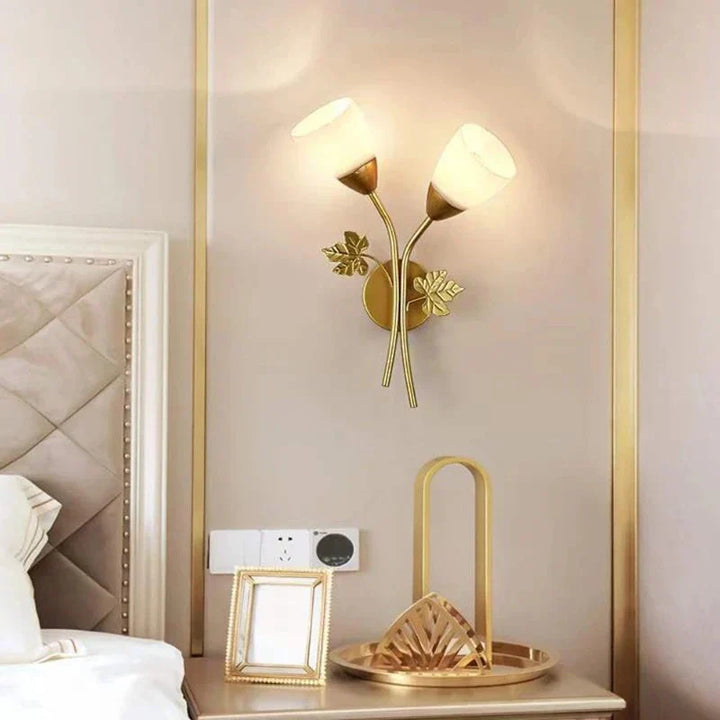 Wandleuchte im Vintage-Stil mit Blattmotiv – LED-Lampe für Flur & Wohnzimmer | Karnz