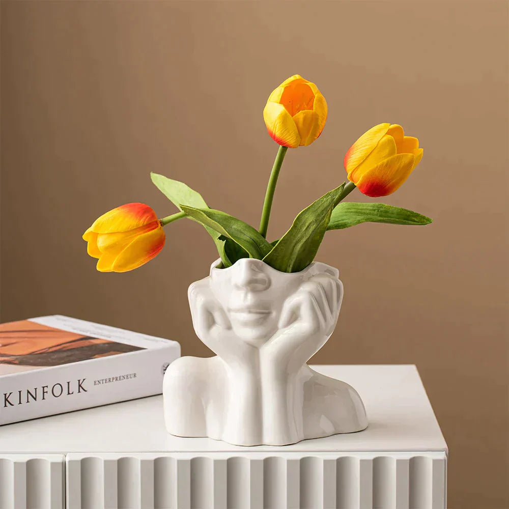 Einzigartige und Moderne Keramikvase, Dekorative Blumenvase für Wohnzimmer und Büro" | Karnz