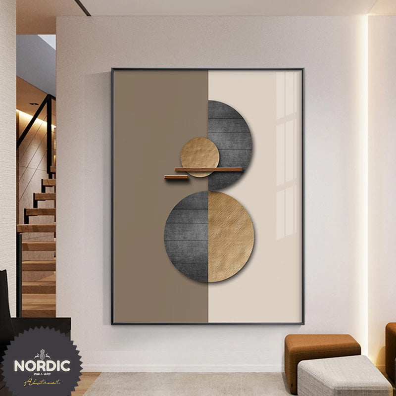 Skandinavische abstrakte sphärische geometrische Wandkunst feine Kunstdrucke auf Leinwand neutrale Farb Bilder für luxuriöses Wohnzimmer Schlafzimmer Büro Innendekoration | Karnz
