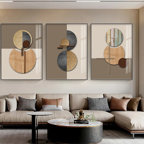 Skandinavische abstrakte sphärische geometrische Wandkunst feine Kunstdrucke auf Leinwand neutrale Farb Bilder für luxuriöses Wohnzimmer Schlafzimmer Büro Innendekoration | Karnz