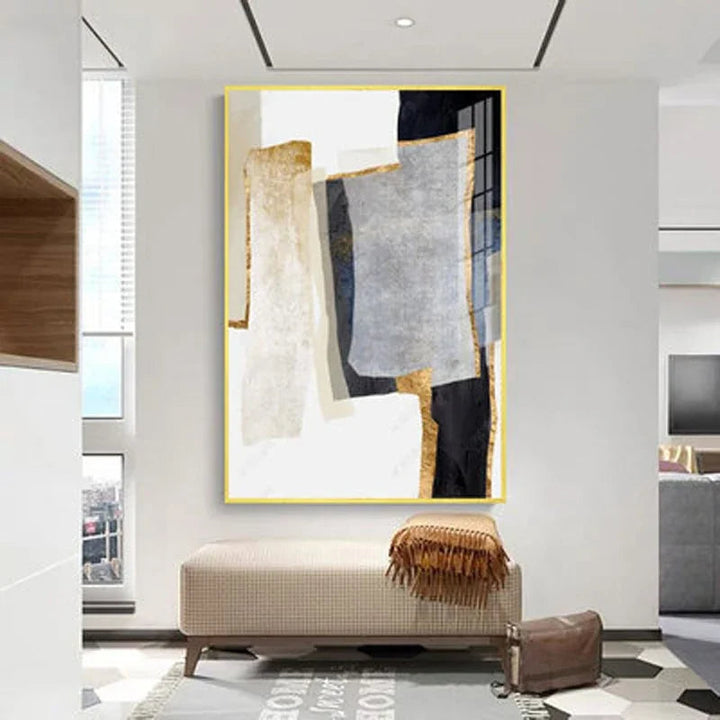 Nordic Abstract Geomorphe Neutrale Farben Golden Beige Grau Wandkunst Fine Art Leinwanddrucke Bilder Für Moderne Wohnung Wohnzimmer Dekor | Karnz