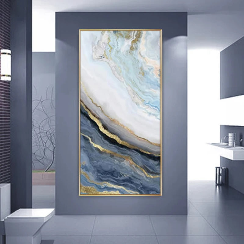Nordic Aqua Blau Grün Goldene Flüssige Marmor Druck Wandkunst Feine Kunst Leinwand Drucken Bilder Für Luxus Wohnzimmer Foyer Hotel Zimmer Dekor | Karnz