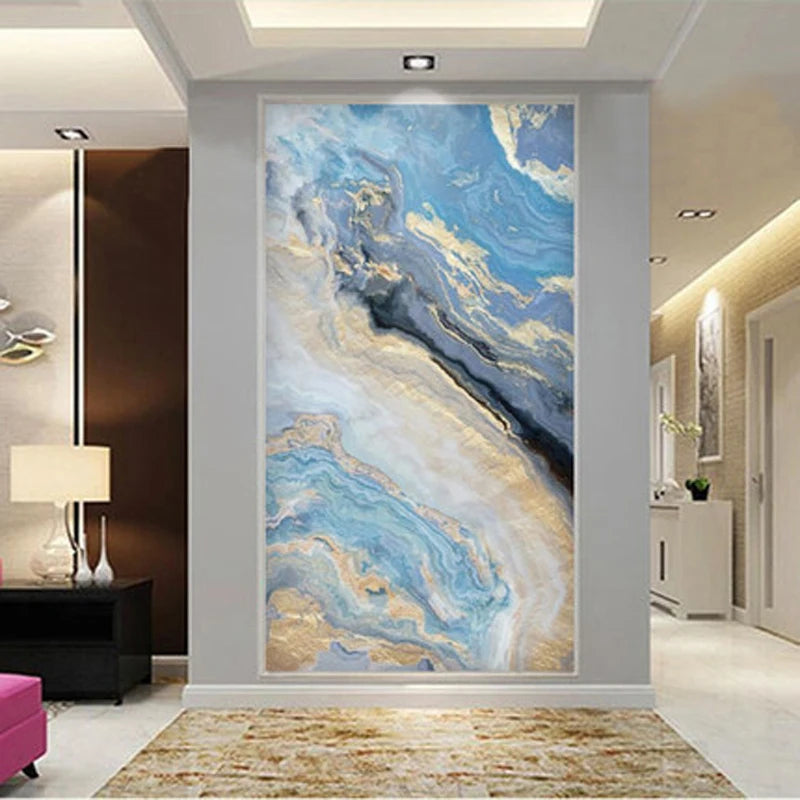 Nordic Aqua Blau Grün Goldene Flüssige Marmor Druck Wandkunst Feine Kunst Leinwand Drucken Bilder Für Luxus Wohnzimmer Foyer Hotel Zimmer Dekor | Karnz
