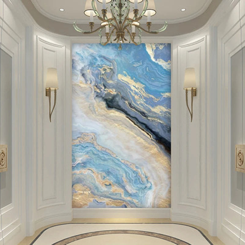 Nordic Aqua Blau Grün Goldene Flüssige Marmor Druck Wandkunst Feine Kunst Leinwand Drucken Bilder Für Luxus Wohnzimmer Foyer Hotel Zimmer Dekor | Karnz
