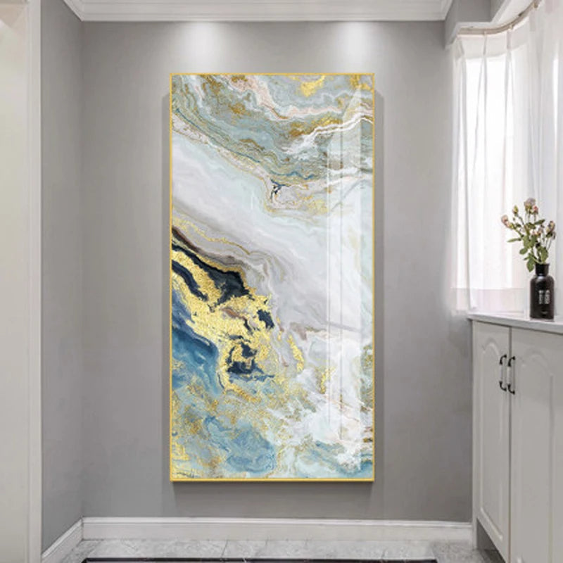 Nordic Aqua Blau Grün Goldene Flüssige Marmor Druck Wandkunst Feine Kunst Leinwand Drucken Bilder Für Luxus Wohnzimmer Foyer Hotel Zimmer Dekor | Karnz