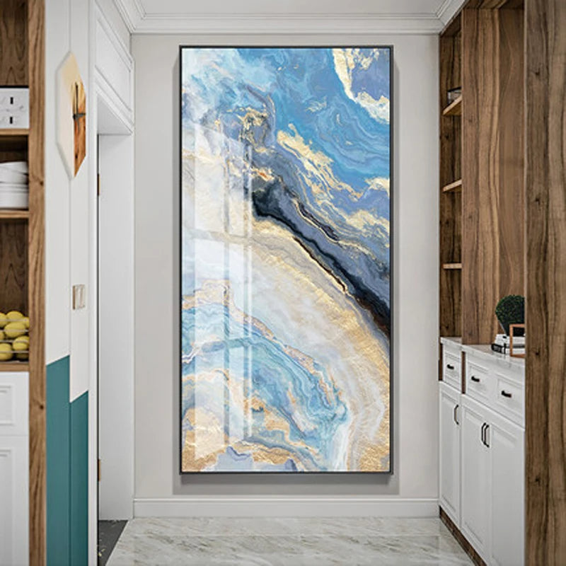 Nordic Aqua Blau Grün Goldene Flüssige Marmor Druck Wandkunst Feine Kunst Leinwand Drucken Bilder Für Luxus Wohnzimmer Foyer Hotel Zimmer Dekor | Karnz