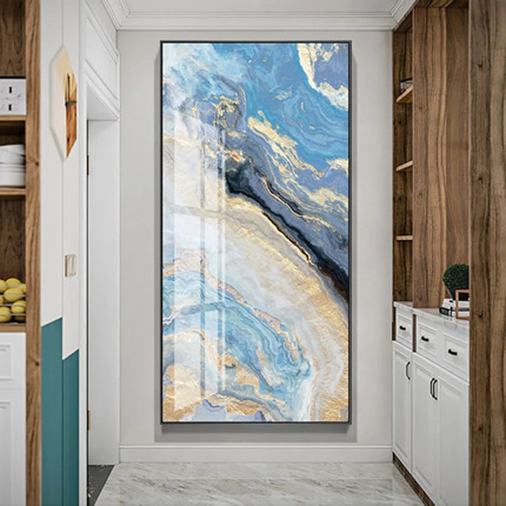 Nordic Aqua Blau Grün Goldene Flüssige Marmor Druck Wandkunst Feine Kunst Leinwand Drucken Bilder Für Luxus Wohnzimmer Foyer Hotel Zimmer Dekor | Karnz