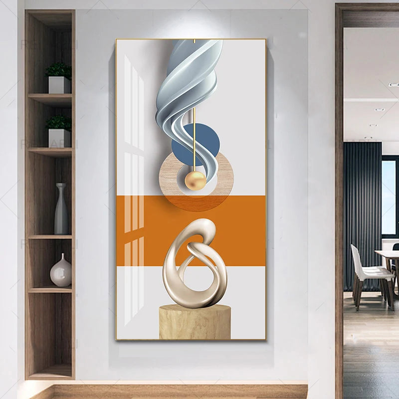 Nordic Celestial Harmony Wandkunst Feine Kunstleinwanddrucke Leichte Luxus Abstrakte Glückbringende Bilder Für Modernes Apartment Wohnzimmer Foyer Kunst Dekor (Unrahmt)