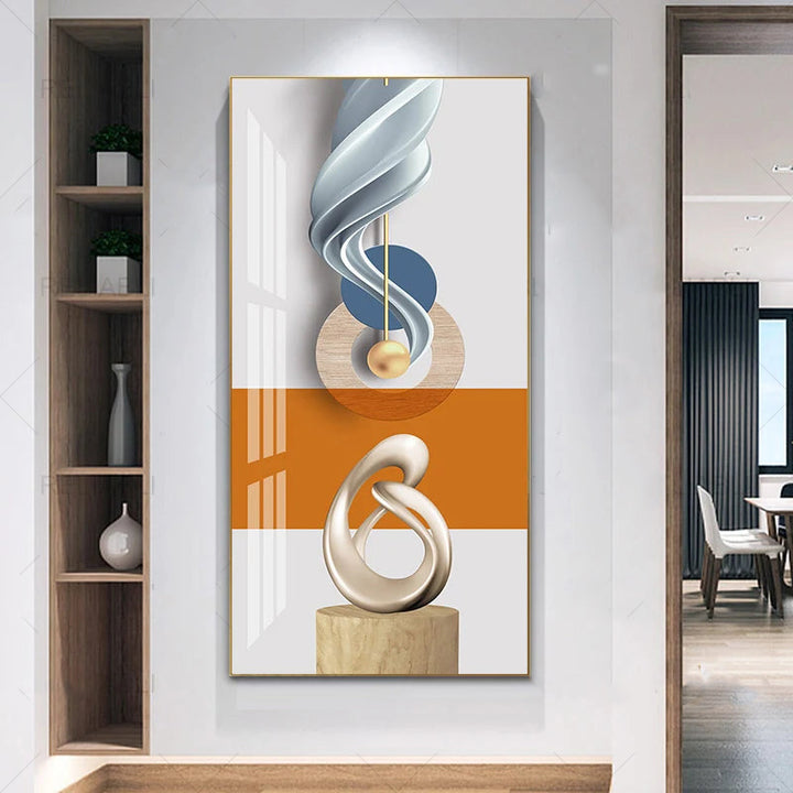 Nordic Celestial Harmony Wandkunst Feine Kunstleinwanddrucke Leichte Luxus Abstrakte Glückbringende Bilder Für Modernes Apartment Wohnzimmer Foyer Kunst Dekor (Unrahmt)