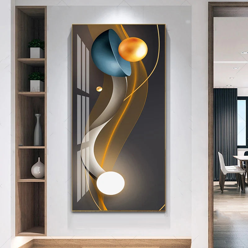 Nordic Celestial Harmony Wandkunst Feine Kunstleinwanddrucke Leichte Luxus Abstrakte Glückbringende Bilder Für Modernes Apartment Wohnzimmer Foyer Kunst Dekor (Unrahmt)