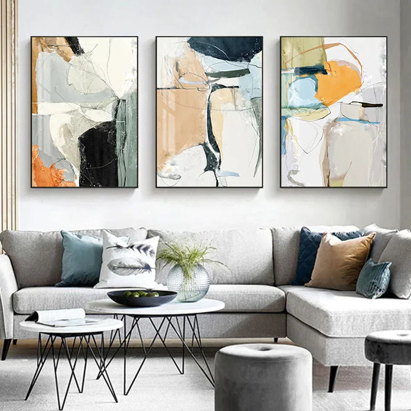 Nordic Geomorphic Color Chaos Abstrakte Wandkunst Fine Art Leinwanddrucke Bilder für modernes Apartment Wohnzimmer zeitgenössische Wohnkultur