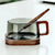 Nordic Glas Kaffeetasse Teetasse mit Holzgriff Set - Elegantes transparentes Glas, quadratischer Holzgriff, passende Löffel und optionaler Untersetzer
