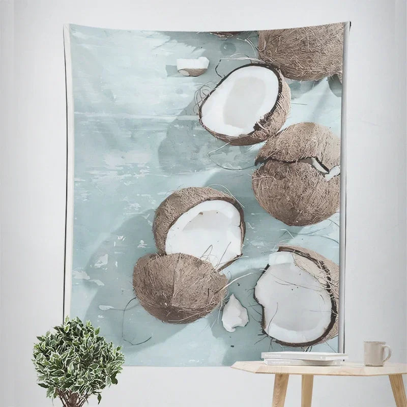 Nordic Hängender Wandteppich Dekoration 100% Polyester Bedruckte Meereslandschaften Sonne Meer & Sandstrand Blauer Himmel Wandteppiche Bilder von Ruhe für das Wohnzimmer