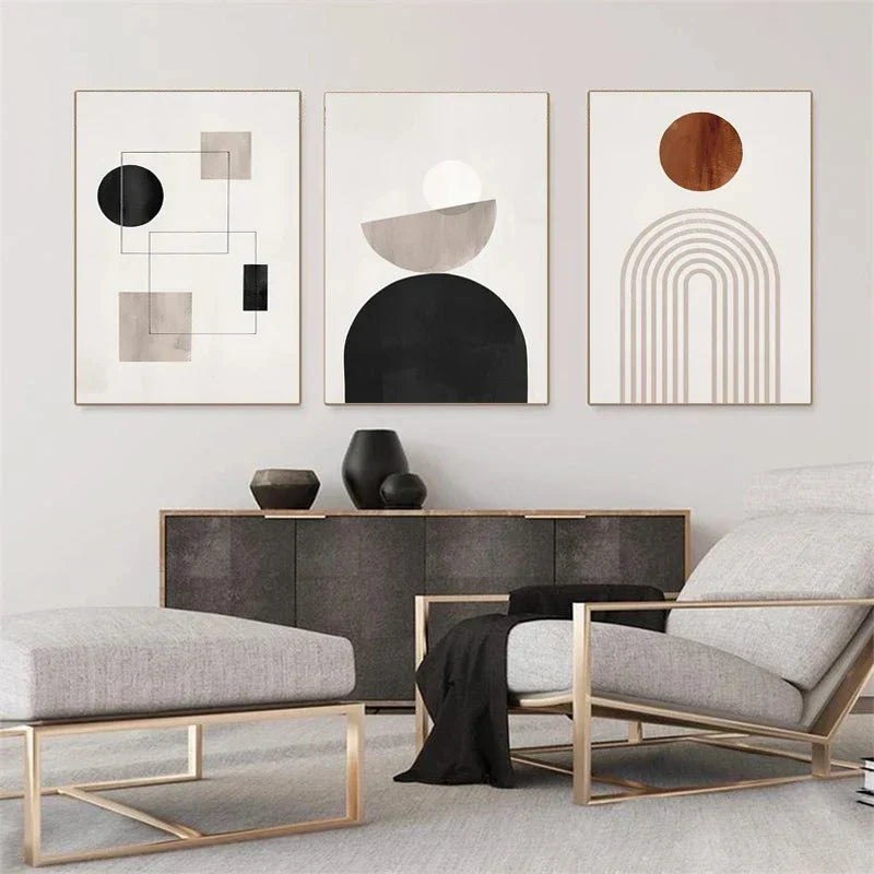 Nordic Minimalist Geometrische Abstrakte Wandkunst Fein Kunst Leinwand Drucke Beige Schwarz Abstrakte Bilder Für Moderne Wohnung Dekor