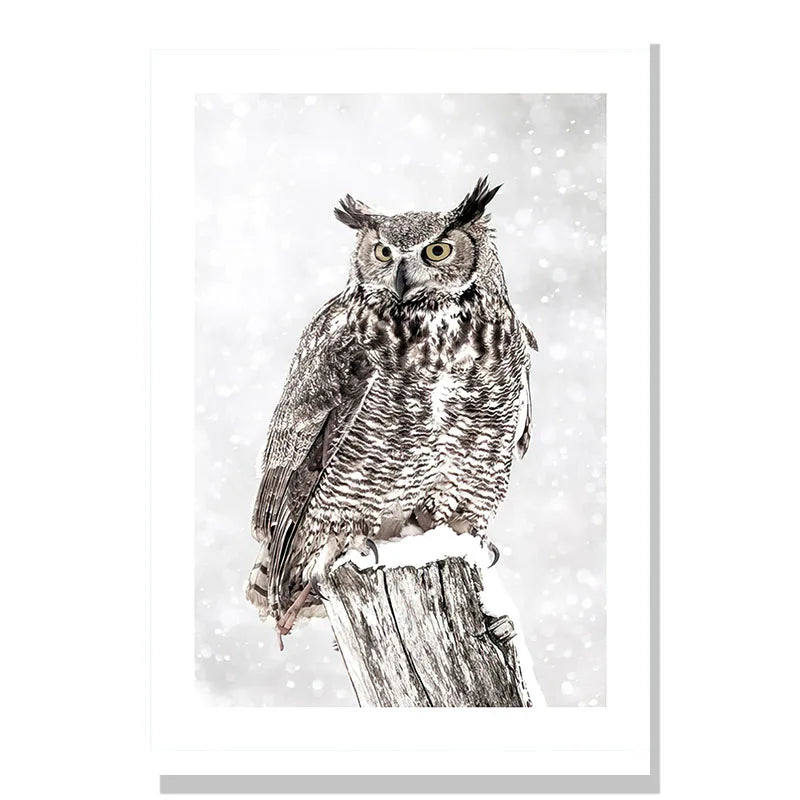 Nordic Winter Forest Deer Landschaft Wandkunst Fine Art Leinwanddrucke Galerie Wandbilder für Wohnzimmer Esszimmer Kunst für skandinavische Wohnkultur | Karnz