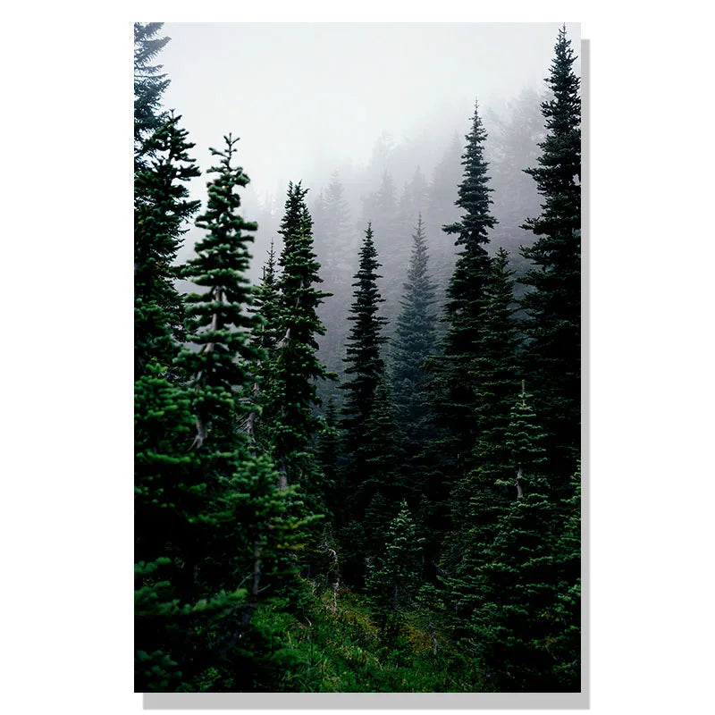 Nordic Winter Forest Deer Landschaft Wandkunst Fine Art Leinwanddrucke Galerie Wandbilder für Wohnzimmer Esszimmer Kunst für skandinavische Wohnkultur | Karnz