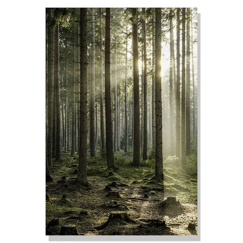 Nordic Winter Forest Deer Landschaft Wandkunst Fine Art Leinwanddrucke Galerie Wandbilder für Wohnzimmer Esszimmer Kunst für skandinavische Wohnkultur | Karnz