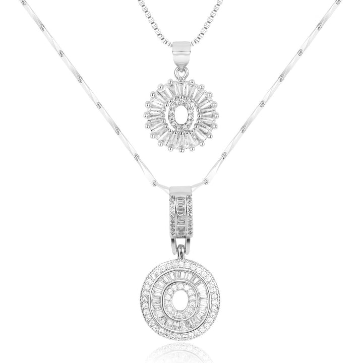 Karnz | 2pc 14k Diamant Buchstaben Initialen Halsketten