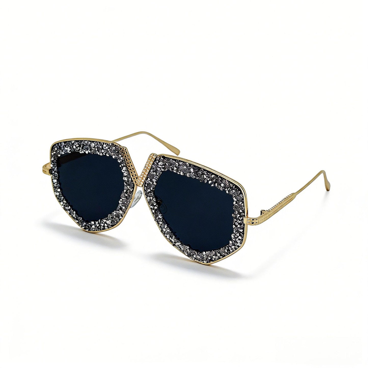 Damen modische Sonnenbrille mit glitzerndem Rahmen und eleganter Form Karnz
