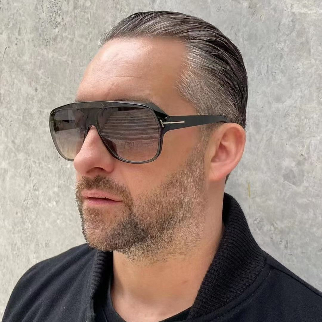 Damen modische Sonnenbrille mit markanter Geometrie und braunen Gläsern Karnz