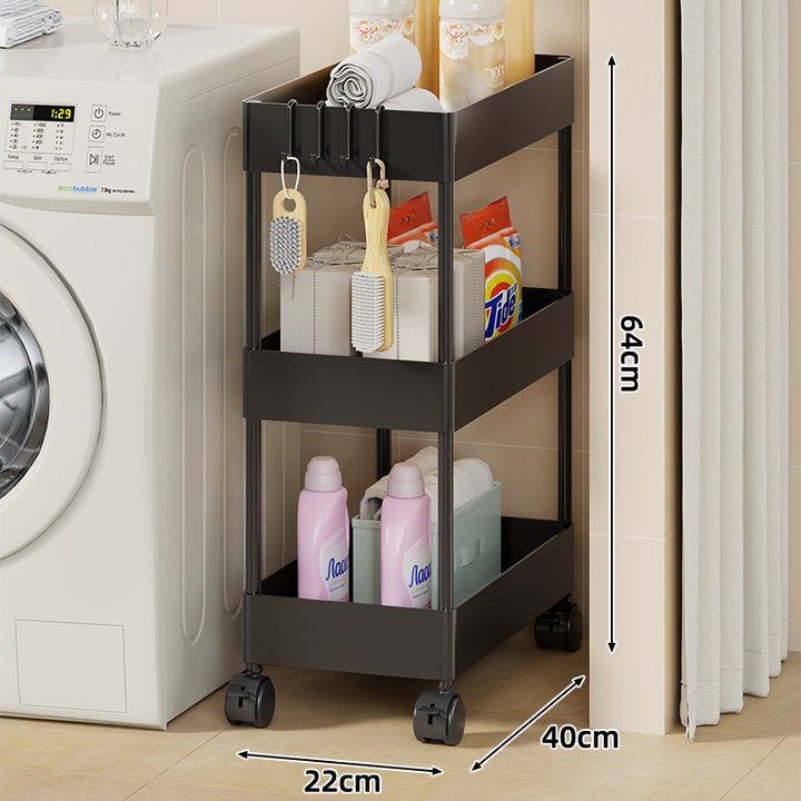 Slim Four-Tier Rolling Laundry und Badezimmer Aufbewahrungswagen mit tiefen Tablettkörben und verriegelbaren Drehrollen