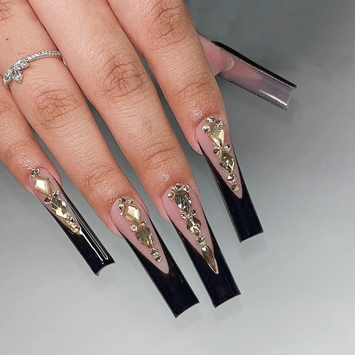 Glamouröse Stiletto Press-On Nägel mit Strass-Akzenten Karnz 1789085937