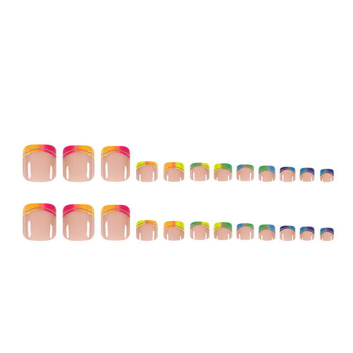 Fußnagelkunstset mit glänzenden Regenbogen-Spitzendesigns Karnz