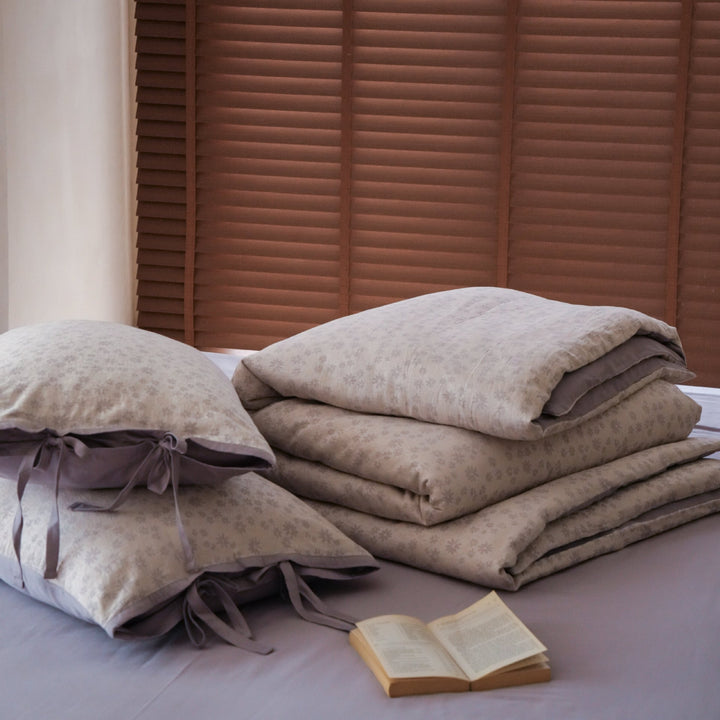 Wendbare atmungsaktive Baumwoll-Percale Bettbezugset mit Krawatten-Ecken-Kissenbezügen