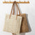 Damen Stylische Tragetasche aus geflochtenem Naturmaterial Karnz